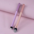 Two-piece makeup brushes in purple and rose gold metal finish with soft synthetic bristles - 2 Pcs Long Tube Multicolor