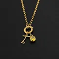 14K vergulde titanium stalen ketting met T-letter hanger en gele kristallen hanger set - Letter T