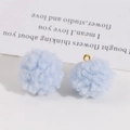 Light blue fluffy pompom charms with golden metal loops for DIY earring making - Fluffy Light Blue