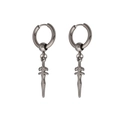 Pendientes de aro en acero de titanio con colgante de espada larga estilo gótico - Pieza Única / Color Acero