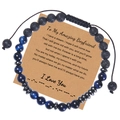 Bracciale in occhio di tigre blu e pietra lavica con biglietto messaggio Morse - Stile per il mio fantastico ragazzo (con cartolina)