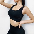 Set yoga nero senza cuciture con tagli laser laterali e strisce verticali traspiranti - Taglia S / Top / Nero
