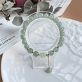 Exquisite green jade beaded bracelet with clover pendant and gold spacers - S048-imitation Hetian Jade Four-leaf Green Bracelet #sz465