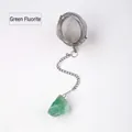 304 stainless steel tea strainer featuring a natural green fluorite raw gemstone pendant - Green Fluorite (Silver)
