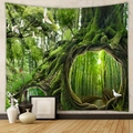 Detail showing high-quality fabric texture of natural forest tapestry for home decor - Brushed Fabric / 73X95CM / GT200102 (森林竹林)