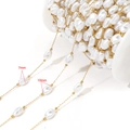 7mm and 10mm white irregular pearl chain with gold beads for DIY jewelry making - 7*10mm Irregular Oval Pearl