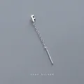 Minimalist S999 sterling silver threader earrings featuring a polished letter F pendant - Letter F