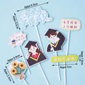 5-teiliges Abschluss-Tortenstecker-Set mit Cartoon-Figuren und Sonnenblumen-Dekor - Abschluss Ohne Abschied Stil 5 Sets