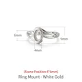 925 silver oval ring base in white gold finish for 4x6mm gemstone setting - 4x6MM / White Gold