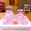 Pink Capybara liquid sand acrylic ornaments in miniature desktop display cubes - Without Keychain (1 Piece) / Pink Luminous Cartoon Mouse Square Cube