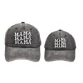 Detail of MAMA and MINI matching baseball caps in washed charcoal grey cotton - MAMA And MINI Style / Black
