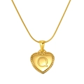 18K gold plated stainless steel heart necklace featuring an embossed letter Q on snake chain - Heart Letter Q (S-P151-Q)