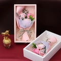 Pink soap rose flower bouquet in a gift box with a ribbon for Mother's Day gifts - Pink