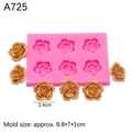 Pink 6-cavity rose flower silicone mold for handmade clay and chocolate crafts - 2# Pink (A725)
