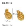 Golden seashell earrings in stainless steel with textured surface and 18K gold plating - Gold Textured Shell Earrings (NB-E1395)