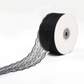 Elegant black lace ribbon roll with floral embroidery and scalloped edges for DIY crafts - S103