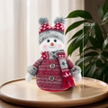 Poupée bonhomme de neige tricotée 20cm avec bonnet rouge pour décoration de Noël - Bonhomme de neige à bonnet à double pompon