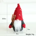 Gnomo natalizio rosso con sci in legno e dimensioni, peluche decorativo nordico - Bambola Gnomo Rosso Con Barba Lunga E Slitta