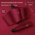 Automatic windproof wine red UV folding umbrella with 8 ribs and 98cm diameter - 8-Rib UV Automatic / Burgundy