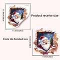 Detailed dimension guide for 3D Santa Claus bathroom wall sticker showing layout and size - Santa Claus