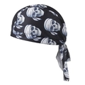 Black pirate headscarf with skull print in breathable mesh fabric for sports - Pirate Pattern No.6