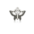 Silver hollow butterfly pendant with textured finish for DIY jewelry making - 7627-15x19mm-1.3g Butterfly