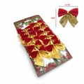 Set of 12 red velvet and gold Christmas tree bows, sized 5.5cm x 6cm for holiday decor - Card Packaged Set / Set of 12 / Half Red Half Gold