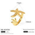 Gold plated stainless steel double starfish open ring weighing 2.4g with waterproof design - Double Starfish Open Style (NB-R24386)