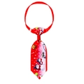 Adjustable red Christmas pet tie with snowman and penguin prints for dogs and cats - Red Snowman Penguin Bell