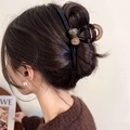 Pince à cheveux Maillard en acrylique marron avec perles texturées pour femmes élégantes - Style grande perle imitation pierre café foncé
