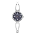 Reloj GEDI elegante de mujer con brazalete plateado y esfera azul con diamantes - Plata/Negro