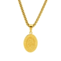 Saint Michael protect us oval gold pendant necklace with wheat chain for men - Gold Color Wheat Chain Necklace