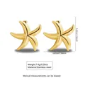 Minimalist gold starfish earrings in polished stainless steel for a sleek nautical look - Stainless Steel Starfish Hoop