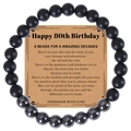 Tiger eye and matte bead 80th birthday bracelet with 8 beads for 8 decades card - 30th Birthday Bracelet / Black Magnet + Matte Stone