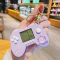 Mini lavender handheld game console keychain with cute unicorn design and gold clasp - Large Purple Cartoon Controller Game Console