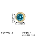 Blue cubic zirconia round pendant in 0.6cm gold stainless steel bezel setting - December Blue Topaz