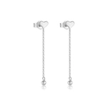 Elegante S925 Sterling Silber Herz Quasten Ohrringe mit langer Kette und Kugel Detail - Platin