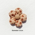 Close-up of 5.5cm padded fabric flower with brown heart pattern for DIY crafts - Khaki Heart