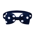 Classic dark blue bowtie with white polka dots for pets in durable grosgrain fabric - Navy White Polka Dot