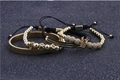 Herren Luxus Gold Armreif mit römischen Ziffern und Kronenperlen-Armband im Set - Gold