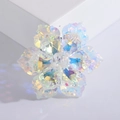 Macro detail of luxury crystal flower brooch featuring iridescent AB rainbow petals - AB White