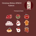 Lot de 9 autocollants de Noël avec motifs Père Noël, renne et bonhomme de neige - KP6010 Cartes de Décoration de Vœux de Noël (9 Pièces)