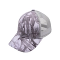 Detailansicht der Kinder-Baseballkappe mit Tie-Dye-Muster und grauem Mesh-Gewebe - Grau Weiß Tie-Dye (Stil 6)