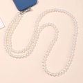 Long white faux pearl mobile phone crossbody strap with silver lobster clasp on phone case - 10mm Pearl Chain Silver Clasp / 72g