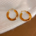 13# Amber Round Resin Hoop (Real Gold Plated)