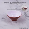 Miniature 5.2cm brown ribbed toy bowl for DIY kitchen crafts and ceramic play scenes - 5.2cm Red Udon Bowl (Medium)