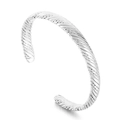 Bracelet jonc ouvert en acier titane argenté avec design torsadé de style rétro - Argent (KB169675-KFC)