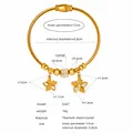Detailed view of gold cable bracelet with crystal floral charms and size measurements - Gold (Z267)