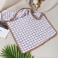 Soft pink and white polka dot coral fleece pet blanket with brown edge trim for cats and dogs - Pink White Polka Dot