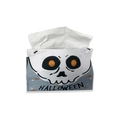 Halloween tissue box cover featuring a white skull pattern and snap button closures - White Belt Skull Buckle
